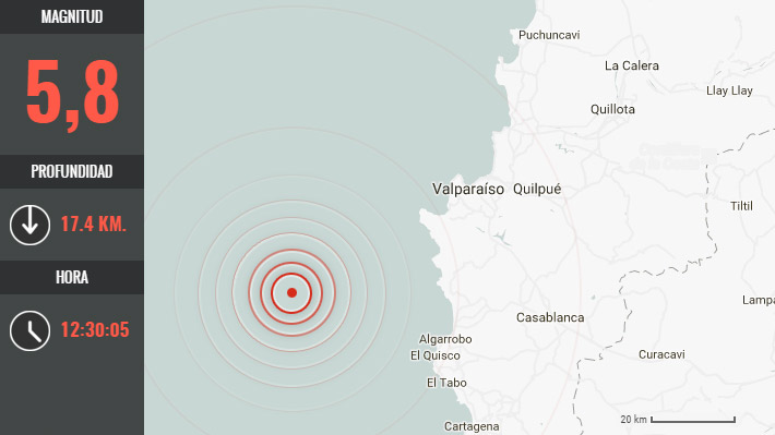 Centro de Chile sintió sismo de 5.8 grados