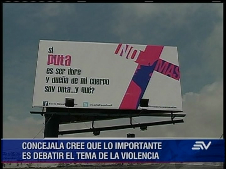 Grupo religioso pide retirar vallas contra femicidio con la palabra &quot;puta&quot; en Quito