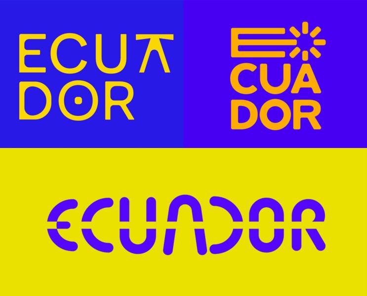 Combinación de los tres logos participantes en el concurso de la nueva marca país de Ecuador.