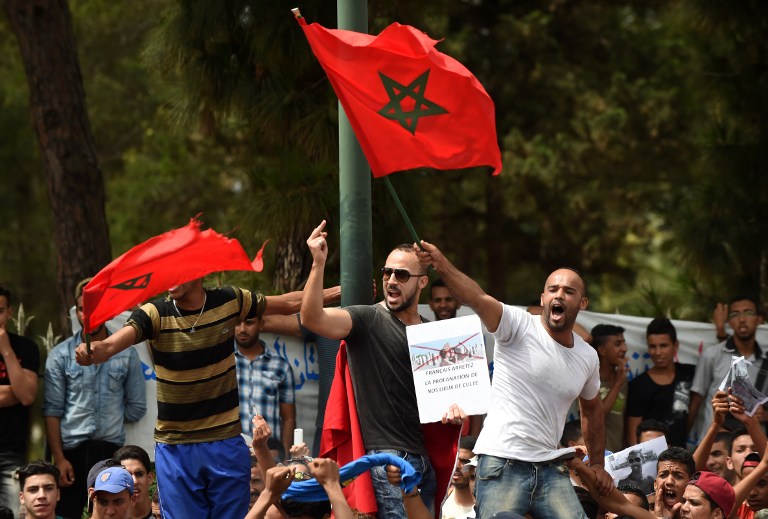 Manifestación en Rabat ante la embajada francesa contra la acción de Femen