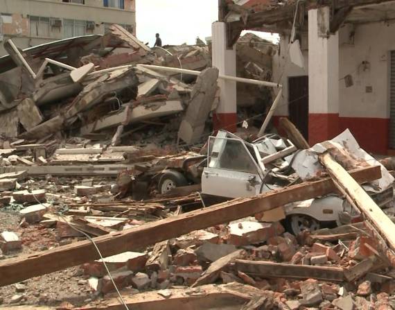 Foto de la destrucción del terremoto de Manabí, el 16 de abril del 2016.