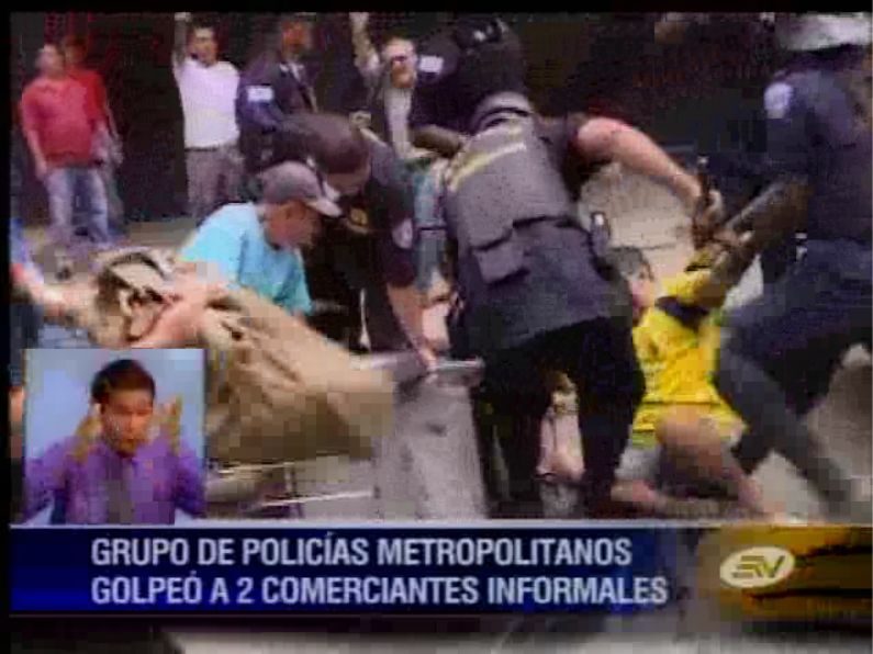 Policías Metropolitanos agreden a dos comerciantes informales en el centro de Guayaquil