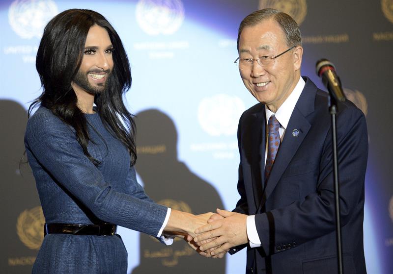 Ban Ki-moon y Conchita Wurst, juntos contra la homofobia