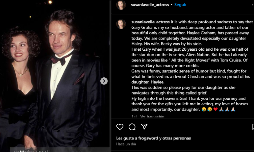 Captura del post de Instagram que subió la exesposa de Graham.
