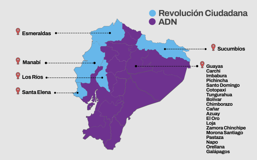 En las elecciones presidenciales 2025, Daniel Noboa obtuvo votos favorables en 20 provincias. En las elecciones presidenciales 2025, Daniel Noboa obtuvo votos favorables en 20 provincias.