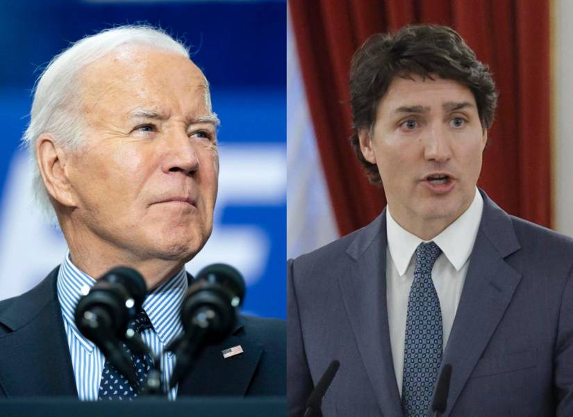Imágenes de Joe Biden y Justin Trudeau, mandatarios de Estados Unidos y Canadá.