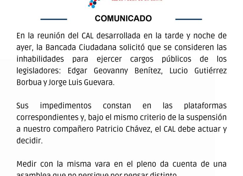 Lucio Gutiérrez, Geovanny Benítez y Jorge Guevara niegan acusaciones del correísmo sobre impedimentos para ejercer cargo público