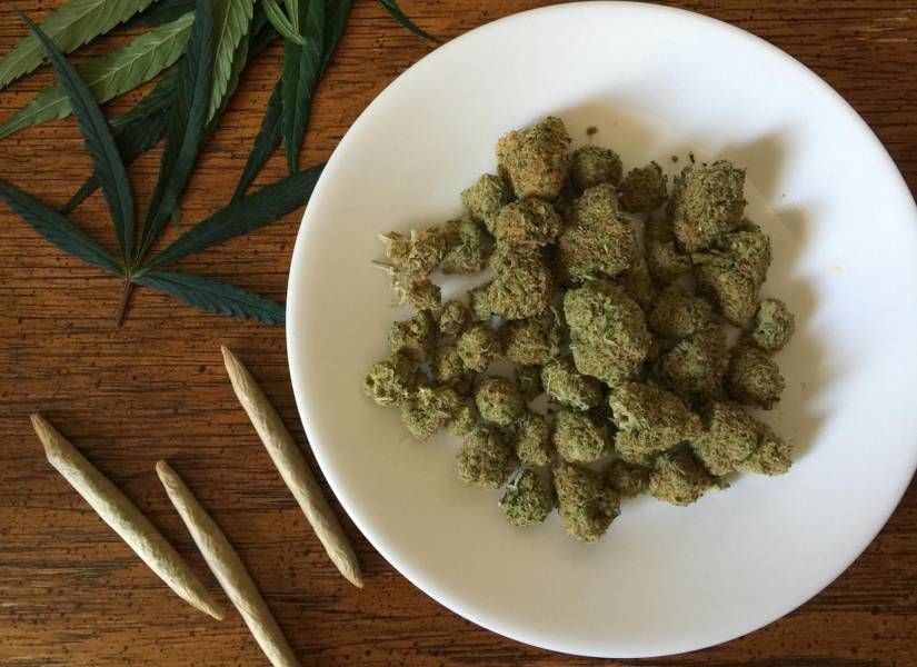 La marihuana en su forma natural como planta y como cigarrillo lleno de cannabis