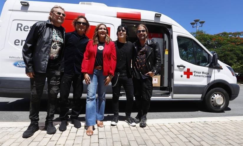 Los integrantes de la agrupación mexicana de rock y pop Maná (de izq. a dcha.) Fher Olivera, Juan Calleros, Alex González y Sergio Vallin.
