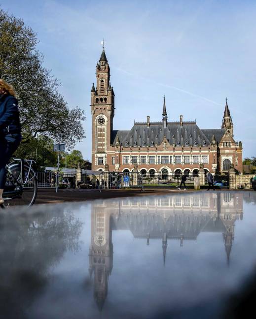 Vista del exterior del edificio de la Corte Internacional de Justicia (CIJ) de la Haya (Países Bajos).