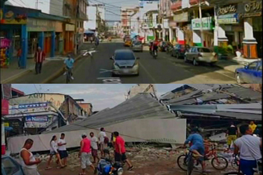 El antes y después del terremoto en la población de Portoviejo