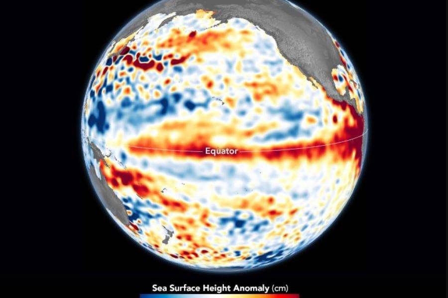 El Fenómeno de El Niño se hace notar en la temperatura del agua del Pacífico