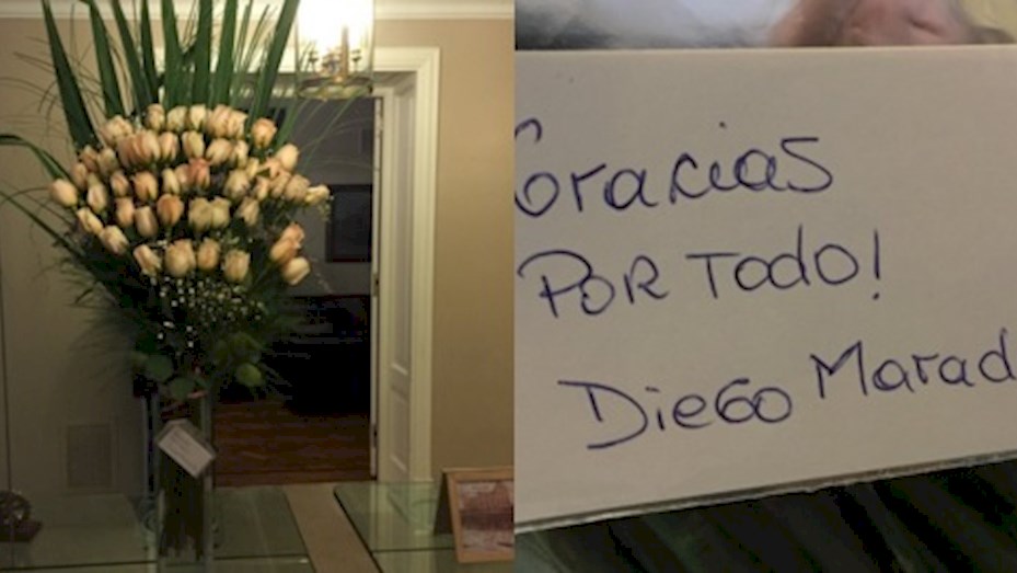 Maradona le envía ramo de rosas a Fernández y un mensaje