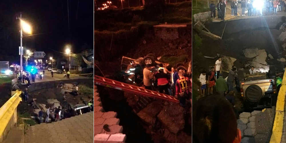 Cinco heridos tras colapso de puente en Sangolquí