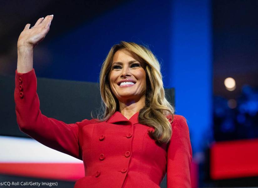 La primera dama Melania Trump asiste a la Convención Nacional Republicana en Milwaukee el 18 de julio de 2024.