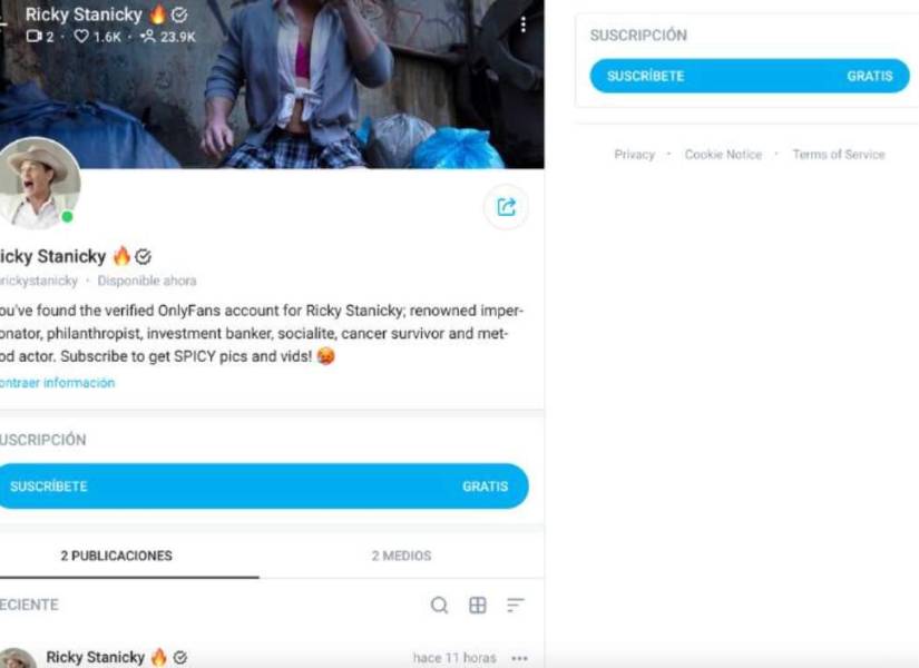 Cuenta del actor estadounidense en la plataforma de contenido para adultos
