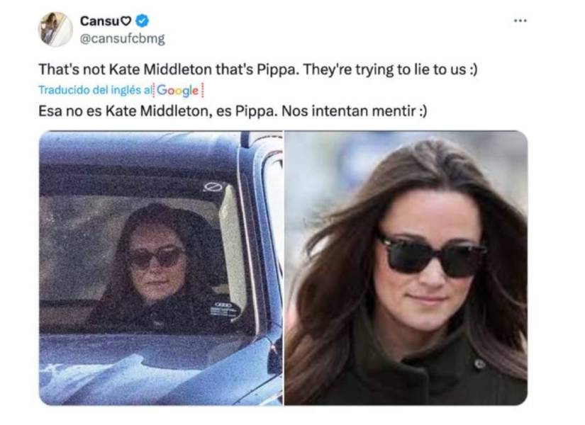 Nos intentan mentir asegura una internauta que compara la foto reciente de Kate con una imagen de su hermana, Pippa