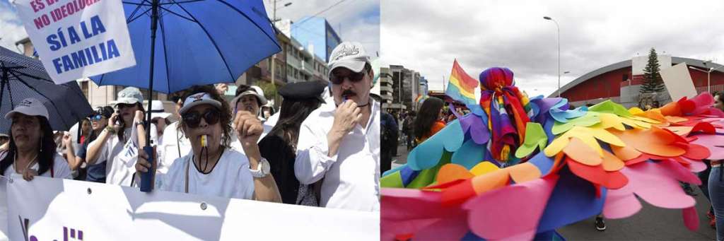 Dos marchas en Ecuador por matrimonio civil igualitario