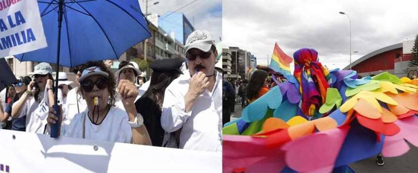 Dos marchas en Ecuador por matrimonio civil igualitario