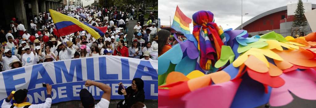 Dos marchas en Ecuador por matrimonio civil igualitario