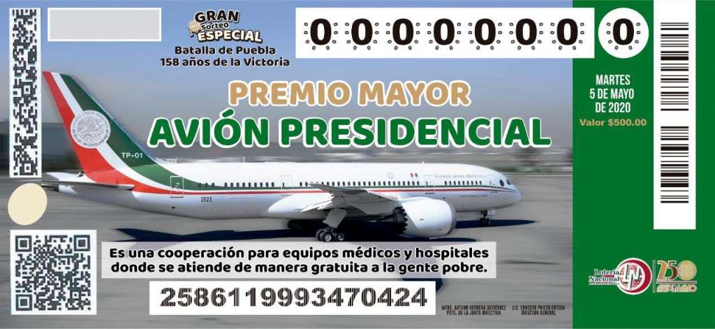 Presentan boleto para eventual rifa de avión presidencial mexicano