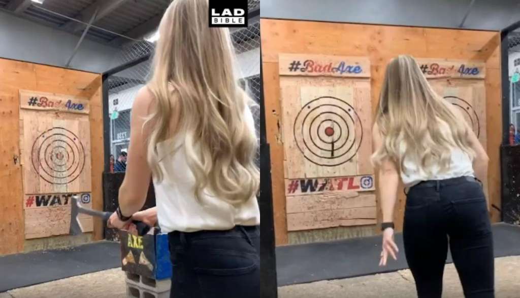 Practica tiro al blanco con un hacha y casi muere