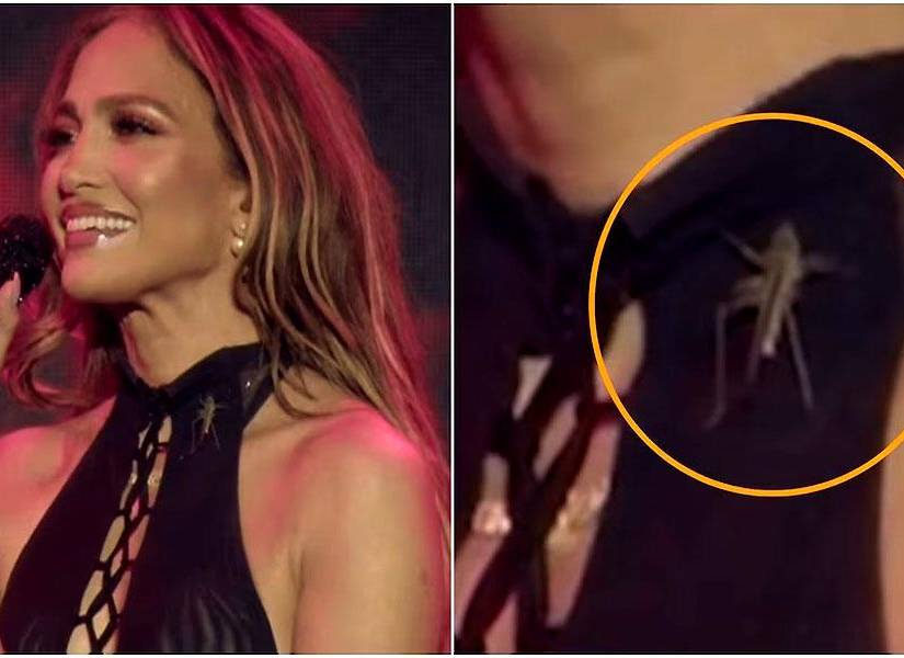 Captura de pantalla del video donde se muestra a JLO con el grillo.