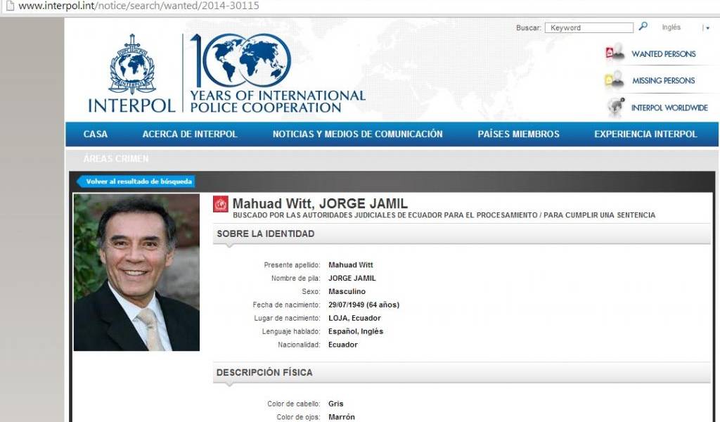 Expresidente Mahuad con difusión roja de la Interpol