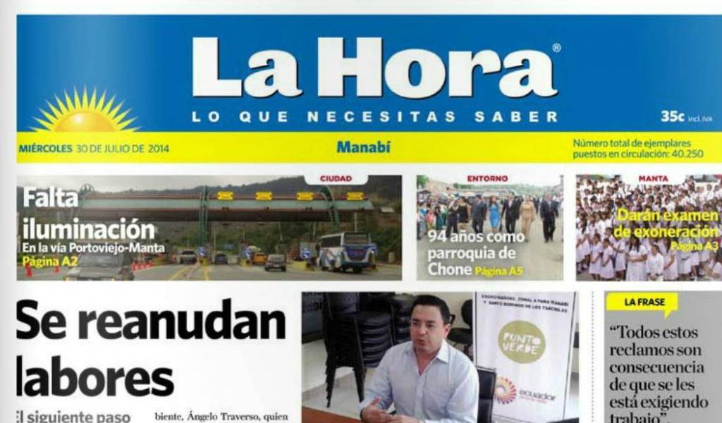 Diario La Hora de Manabí dejó de circular