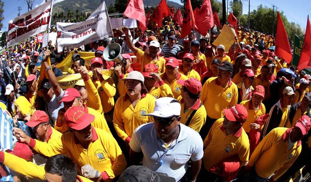 Sindicalistas marcharon en Quito contra enmiendas al Código de Trabajo