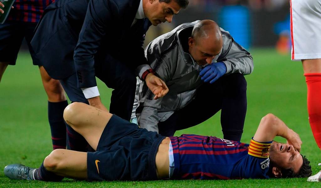 Messi lesionado por una contractura muscular