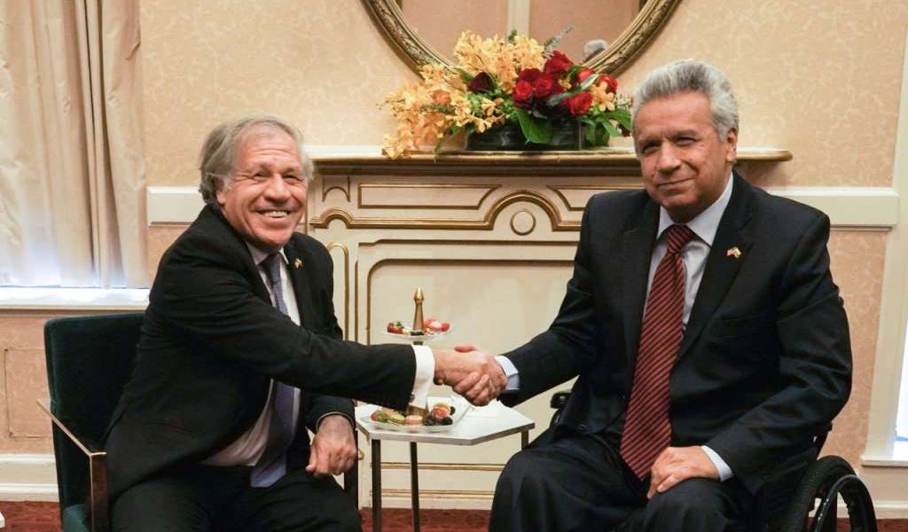 Moreno y secretario de la OEA buscarán procesos para que Venezuela regrese a la paz