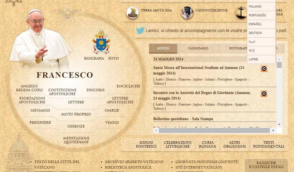 El sitio web del Vaticano incorpora desde hoy el árabe en sus idiomas
