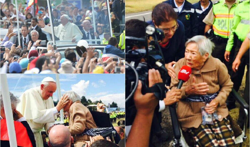 Francisco bendice a mujer de 100 años en inesperada parada del papamóvil