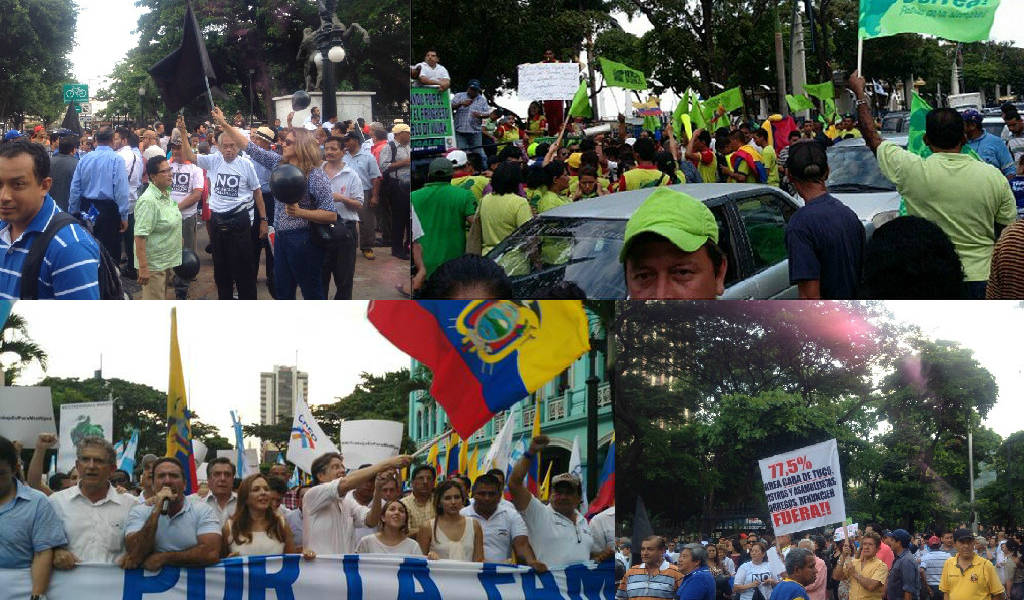 Sin contratiempos, marchas a favor y en contra del Gobierno en Guayaquil