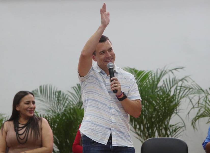 Daniel Noboa durante un evento en Manabí, en febrero de 2024.