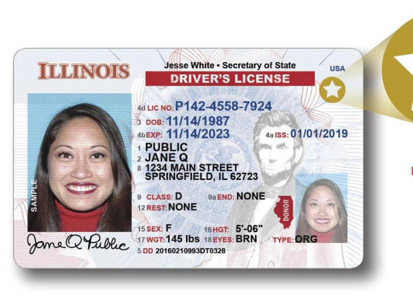 Imagen referencial de licencia de conducir con el sello de REAL ID.