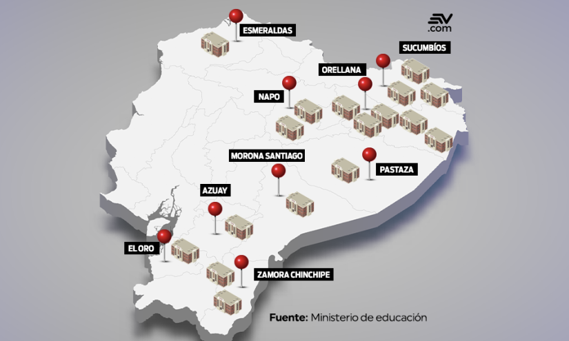 14 de las 17 Escuelas del Milenio recién transferidas por el MTOP al Ministerio de Educación están ubicadas en la Amazonía.
