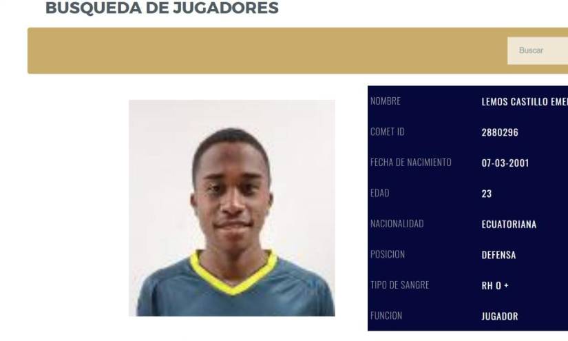 Ficha oficial de Jair Lemos en la Federación Ecuatoriana de Fútbol.