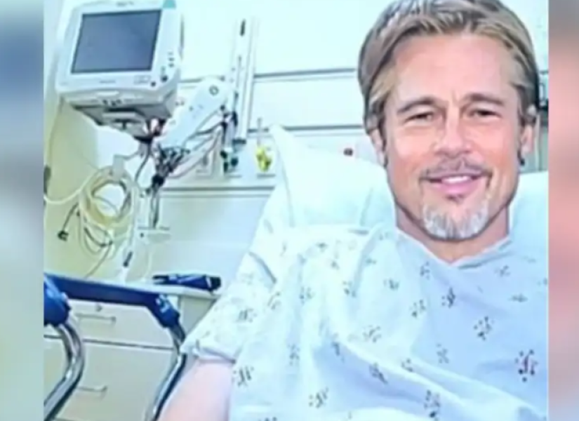 Imagen generada con IA del actor Brad Pitt en el hospital.