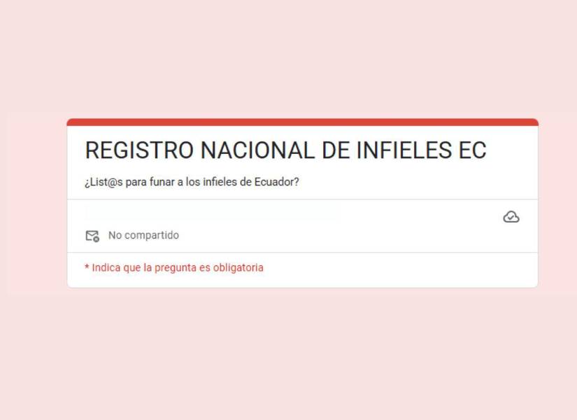 Supuesto formulario para el Registro Nacional de Infieles.