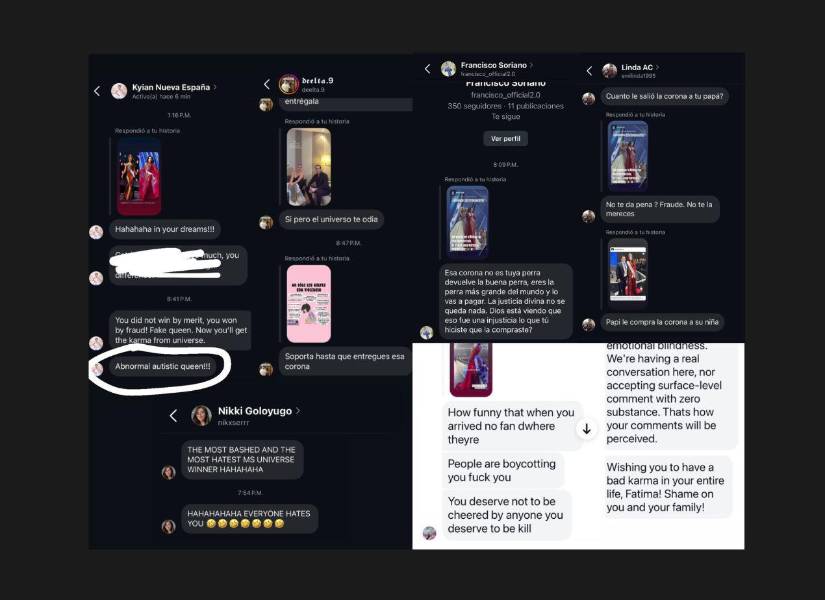 Mensajes de odio que recibió Fátima Bosch.