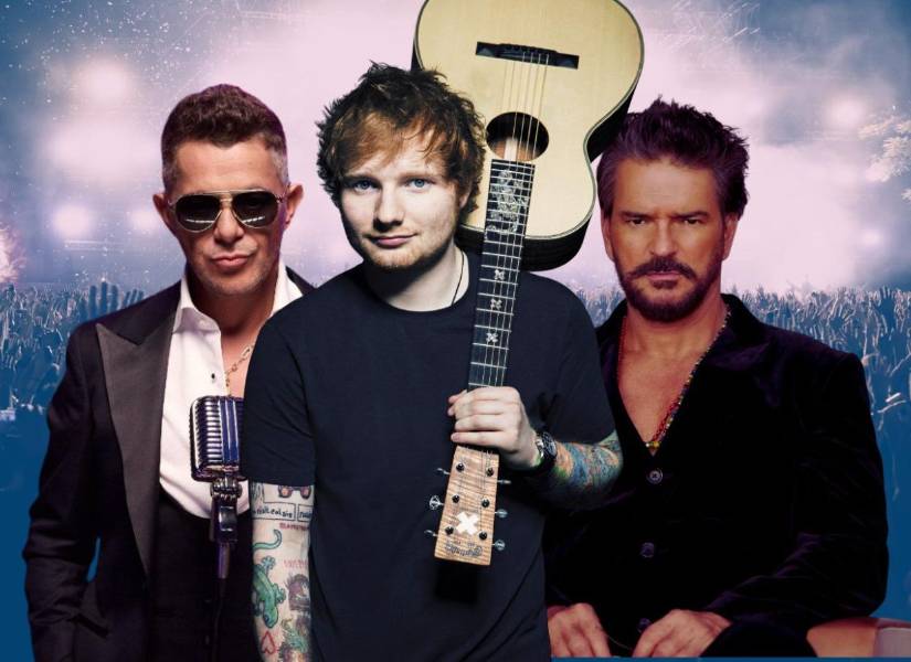 De izquierda a derecha: Alejandro Sanz, Ed Sheeran y Ricardo Arjona.