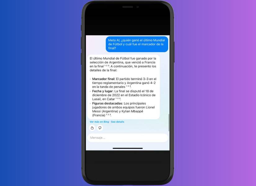 Imagen referencial de función deportiva en Meta AI.
