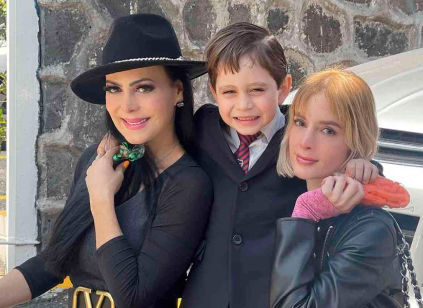 Maribel Guardia junto a su nieto e Imelda Garza (madre del menor)