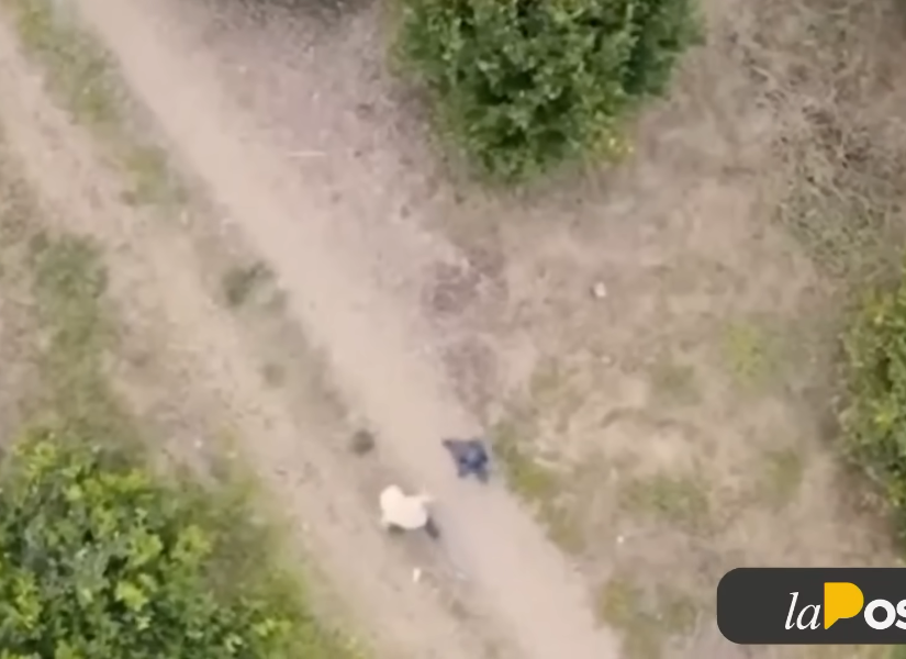 Imagen de una toma de dron de Leandro Norero conversando con Andersson Boscán.