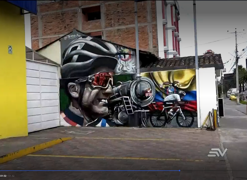 Mural de Richard Carapaz en Ibarra.