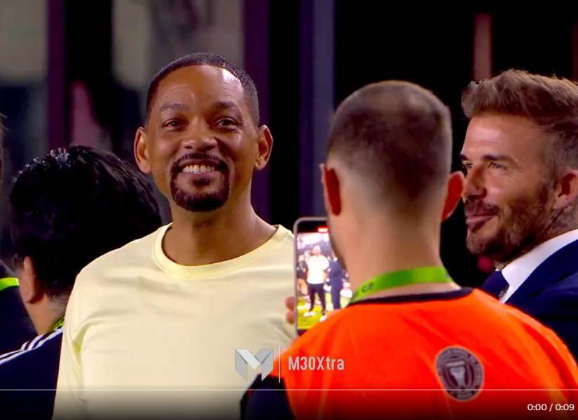 Captura de pantalla de la transmisión del Inter Miami, con Will Smith en el palco.