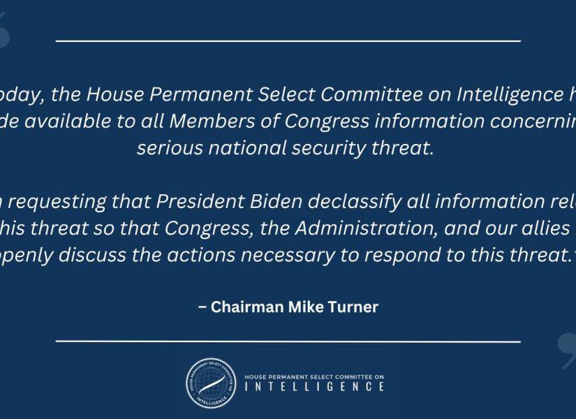Mike Turner a través del comunicado que pide al presidente Biden desclasificar la información para encontrar una solución.