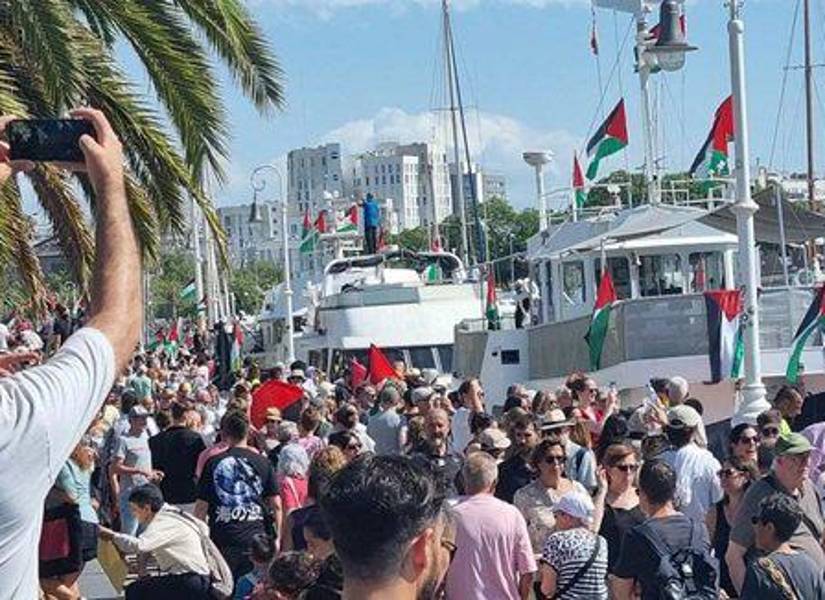 Flotilla Global Sumud en el puerto de Barcelona.